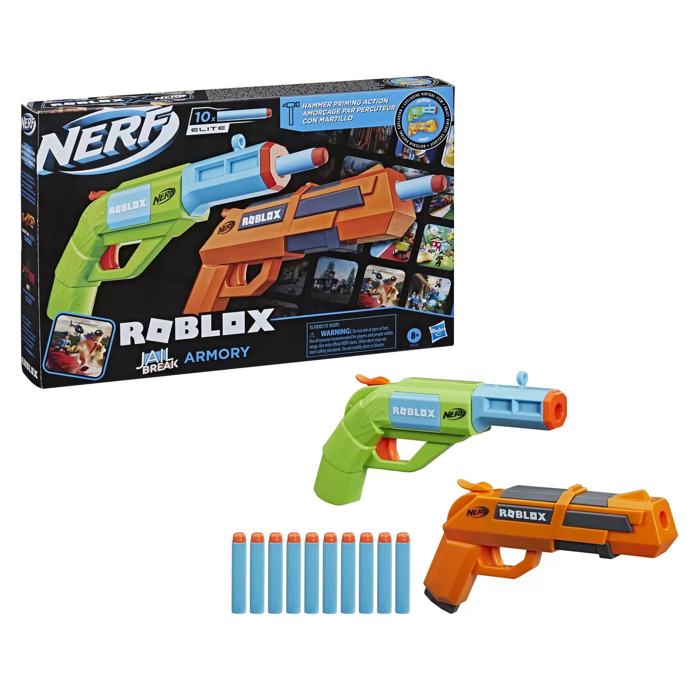 Set 2 pistoale Nerf Roblox - Jailbreak Armory cu 10 proiectile