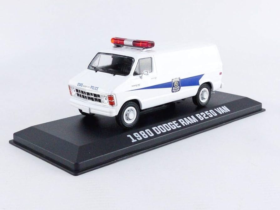 Dodge Ram B250 Van 1980 Indiana State Police cu vitrina plexiglass - 1/43 Greenlight