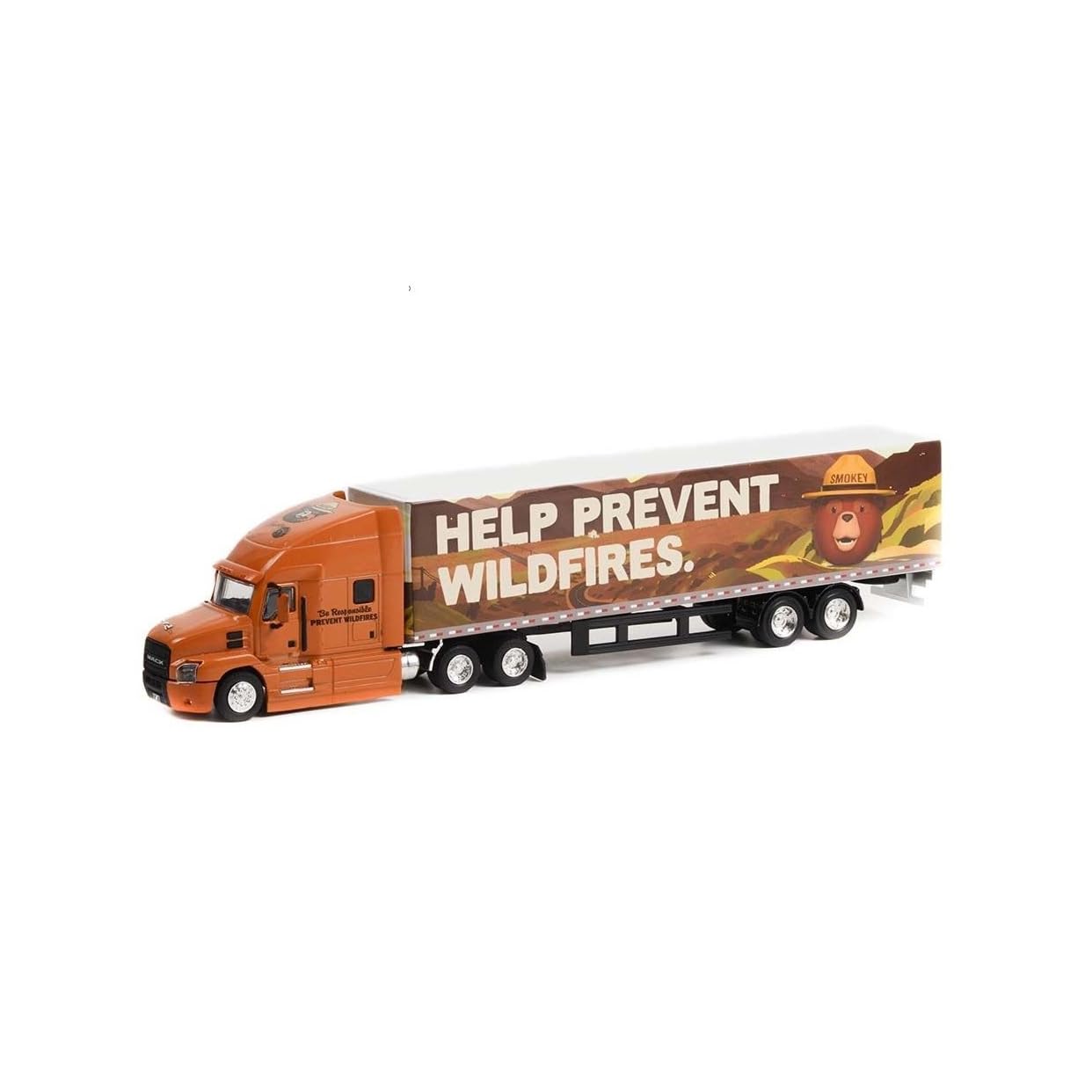 TIR Mack Anthem 18 Wheeler with trailer (Help Prevent Wilffires) - 1/64 Greenlight