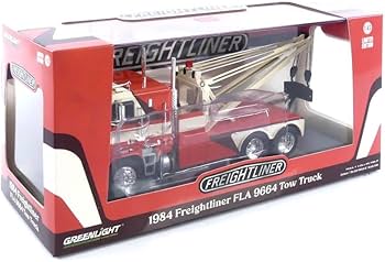 Camion Freightliner FLA 9664 Tow Truck 1984 portocaliu/crem cu vitrina plexiglass - 1/43 Greenlight