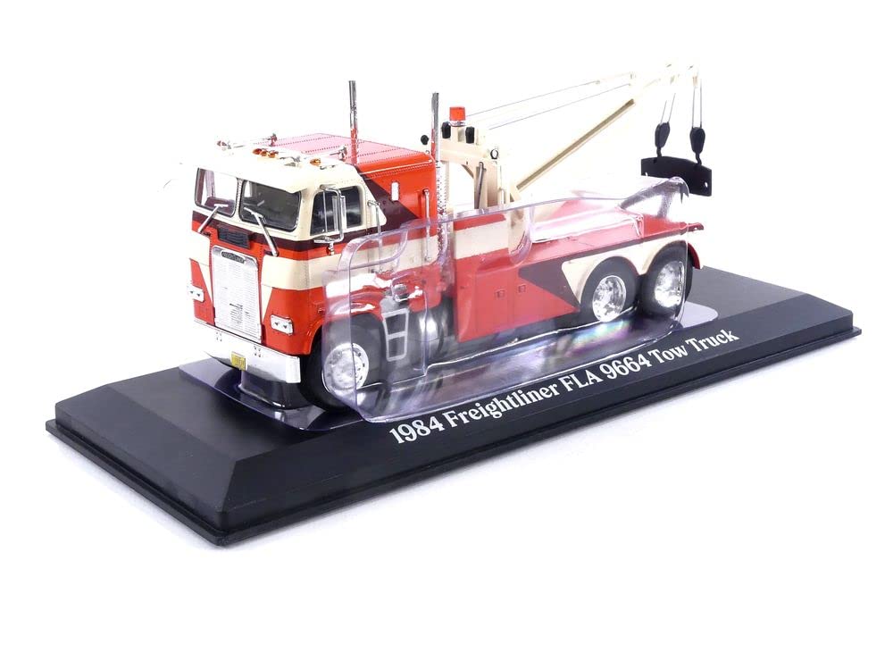 Camion Freightliner FLA 9664 Tow Truck 1984 portocaliu/crem cu vitrina plexiglass - 1/43 Greenlight