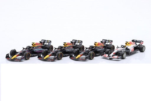 Set 4 machete Formula 1 Red Bull Racing Max Verstappen/Sergio Perez - 1/43 Bburago