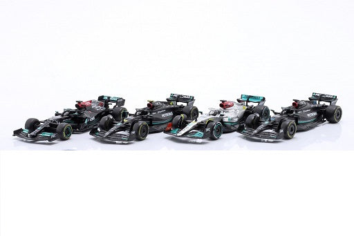 Set 4 machete Formula 1 Mercedes Hamilton/Russell - 1/43 Bburago