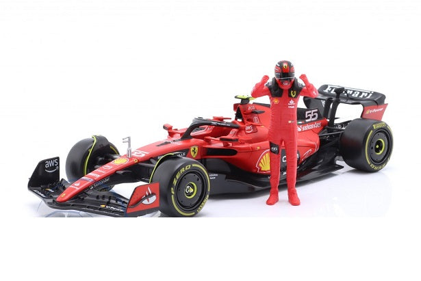 Formula 1 Ferrari SF-23 #55 cu figurina Carlos Sainz jr. - 1/24 Bburago