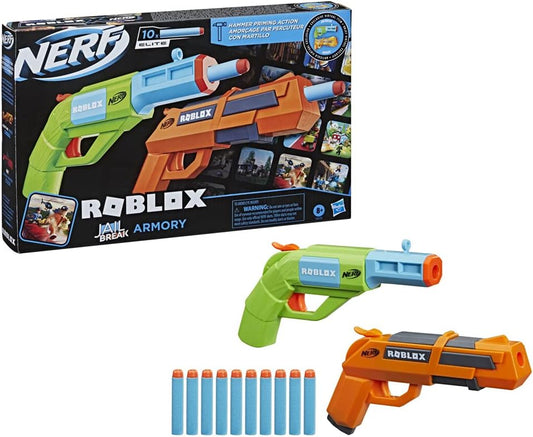 Set 2 pistoale Nerf Roblox - Jailbreak Armory cu 10 proiectile