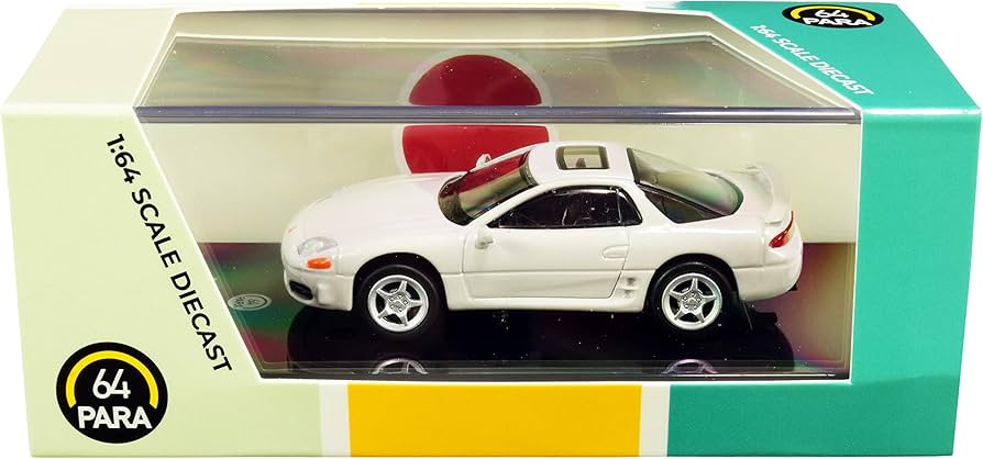 Mitsubishi Gto 3000GT alb perlat cu vitrina plexiglass - 1/64 Paragon