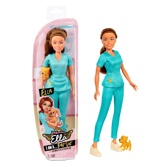 Papusa MGA Entertainment Dream Ella - medic veterinar cu catel 29cm