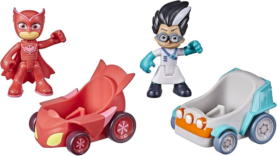 Set 2 figurine Eroi in pijama cu vehicule - Owlette si Romeo