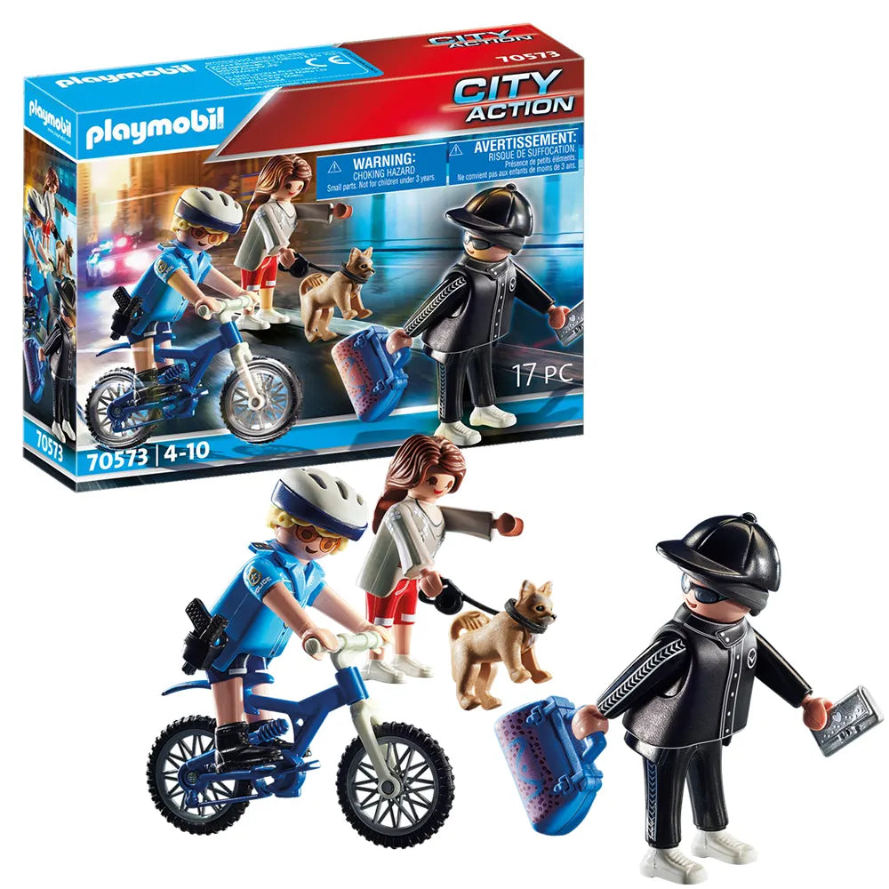 Playmobil City Action Police 70573 - Politist pe bicicleta si hot