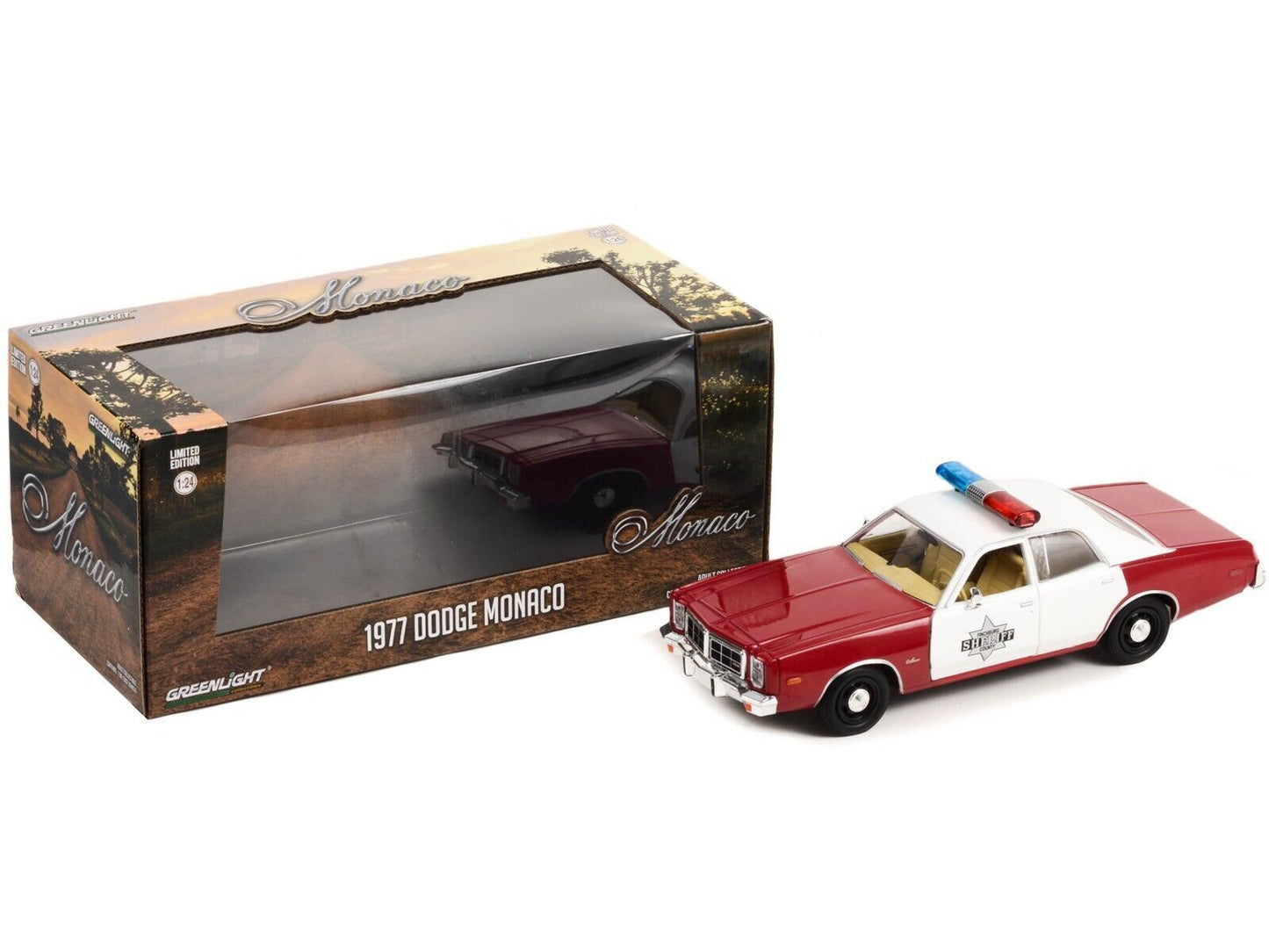 Dodge Monaco 1977 alb/rosu - 1/24 Greenlight