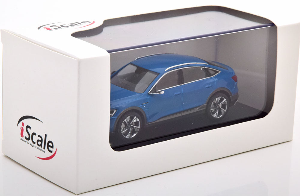 Audi e-tron Sportback antigua blue cu vitrina plexiglass - 1/43 IScale