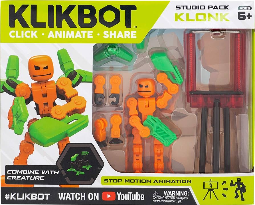 Figurina Robot articulat transformabil KlikBot Studio Pack - Portocaliu cu verde