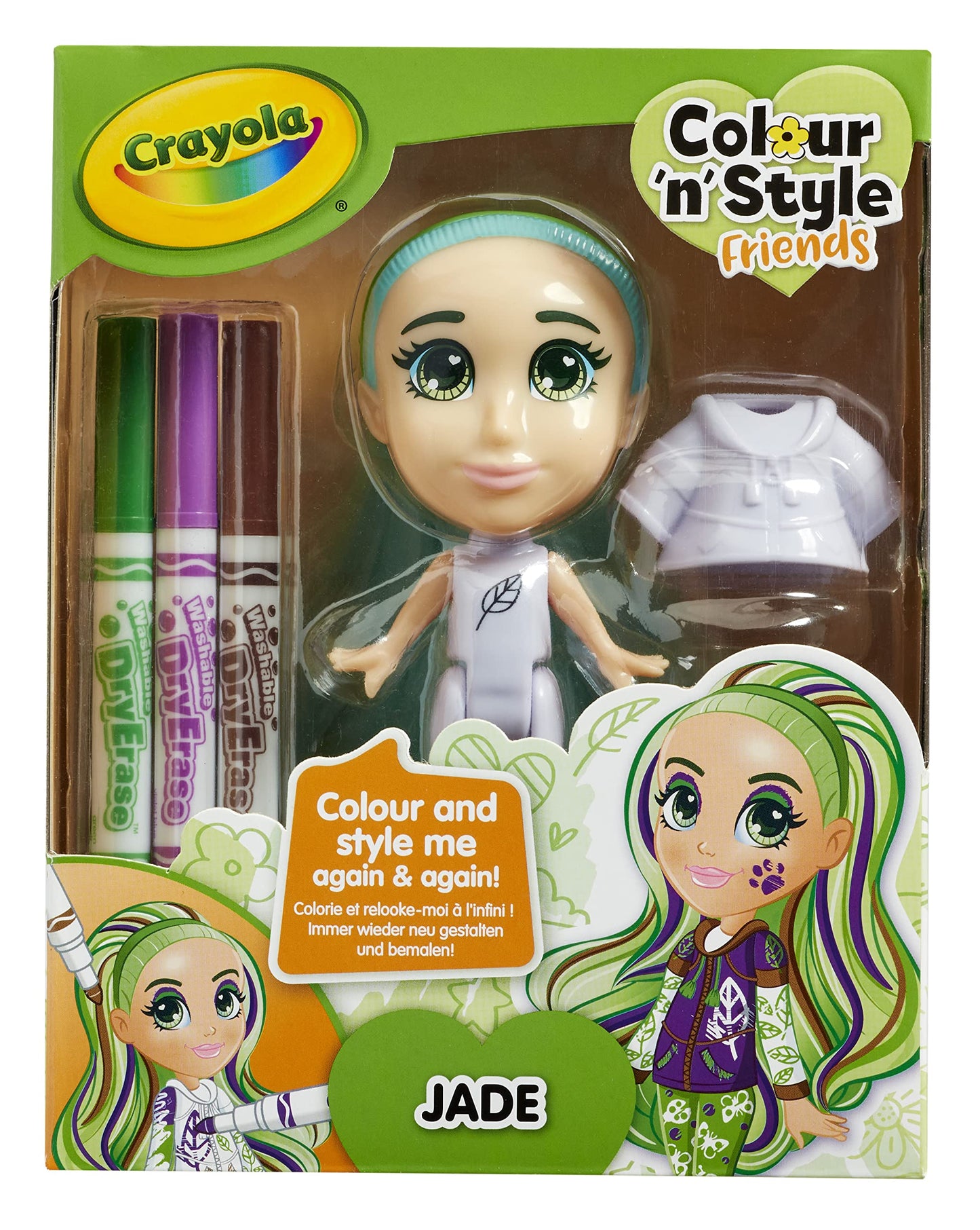 Set Papusa Crayola Color n Style lavabila  - Jade