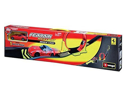 Set Ferrari Race&Play single loop cu masinuta metalica inclusa - 1/43 Bburago