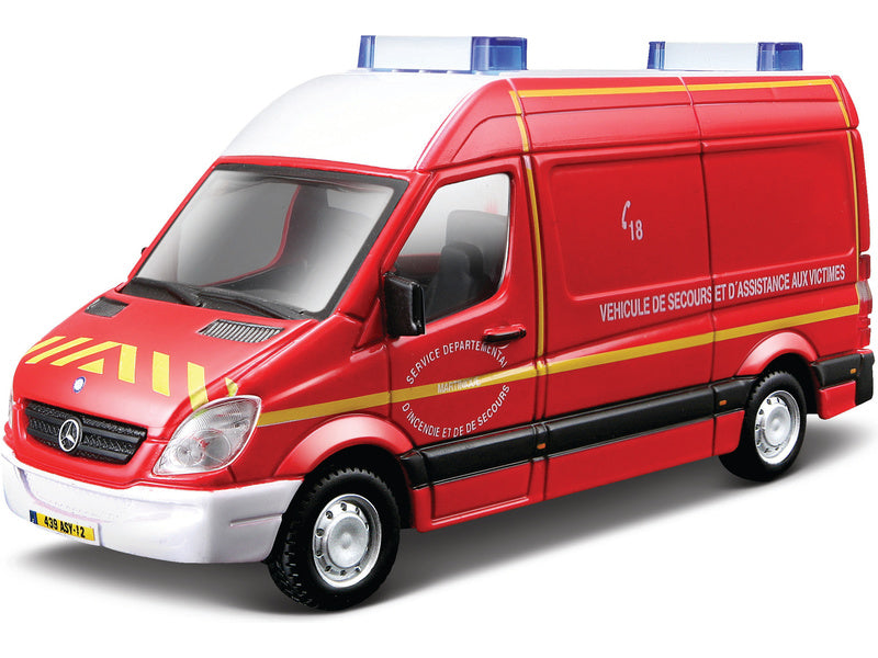 Mercedes Sprinter rosu/alb Emergency - 1/50 Bburago