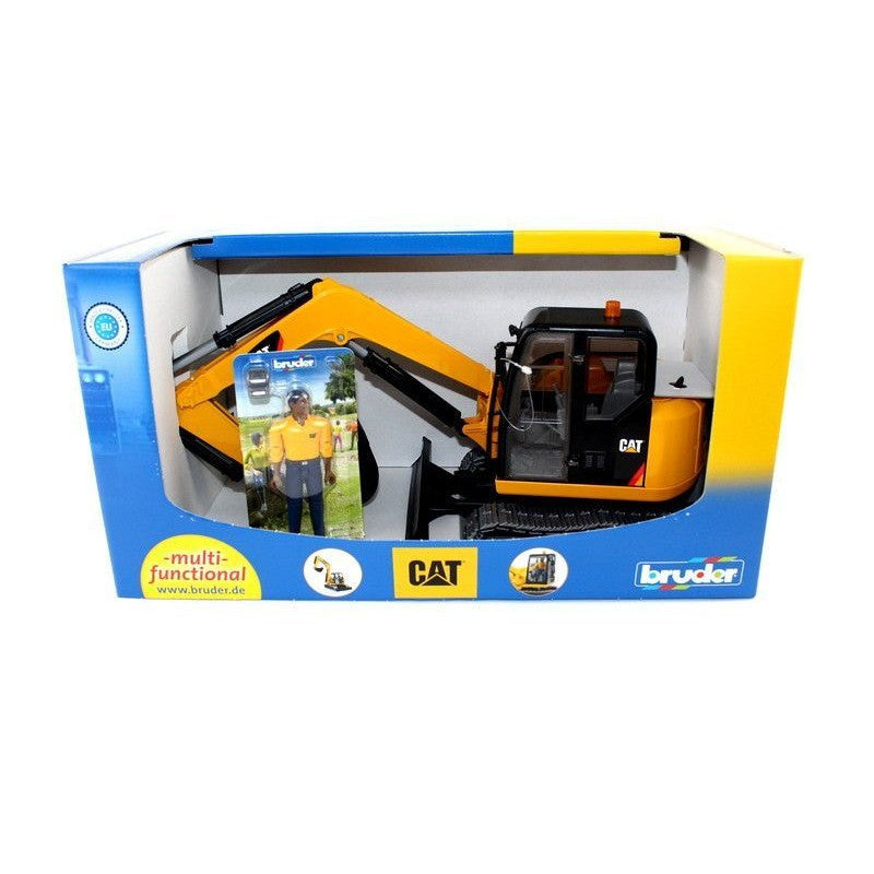 BRUDER 02466 - Excavator Cat Minibagger cu muncitor