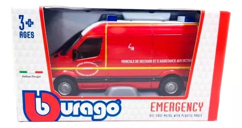 Mercedes Sprinter rosu/alb Emergency - 1/50 Bburago