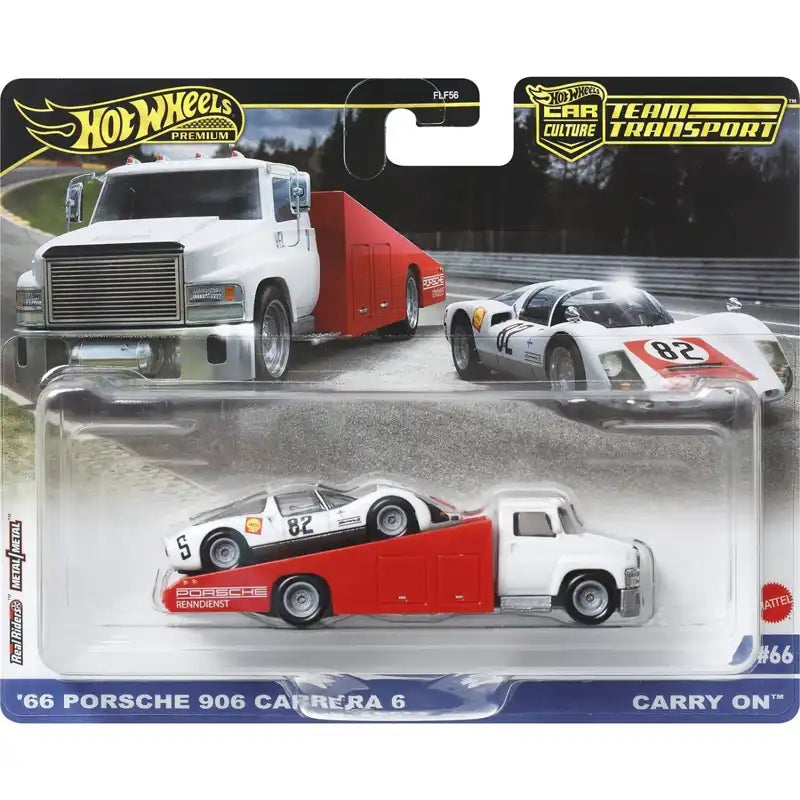 Set Transportor Porsche 906 Carrera si Carry On - 1/64 Hot Wheels Premium