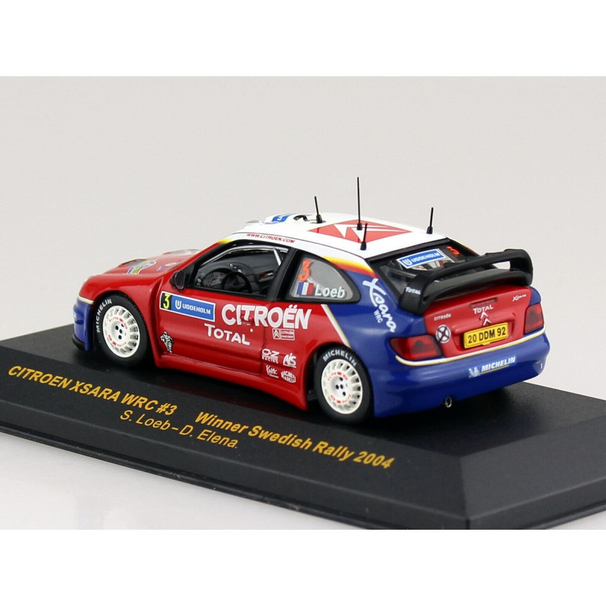 Citroen Xsara Wrc #3 Winner Swedish Rally 2004 S.Loeb - D.Elena cu vitrina plexiglass - 1/43 IxoModels