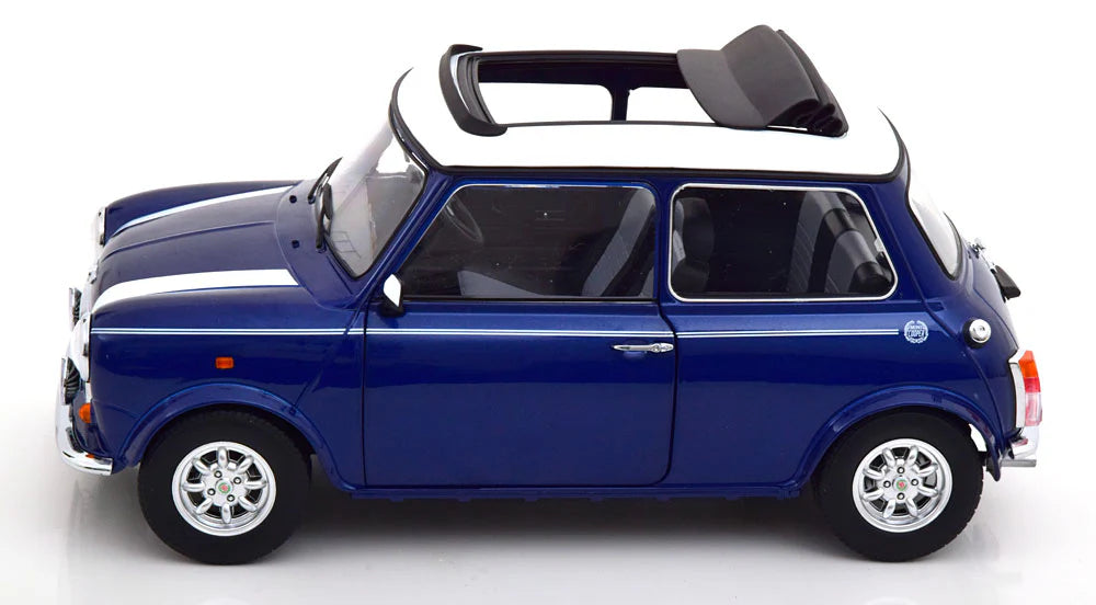 Mini Cooper albastru/alb Sunroof cu volan pe stanga - 1/12 KK-Scale