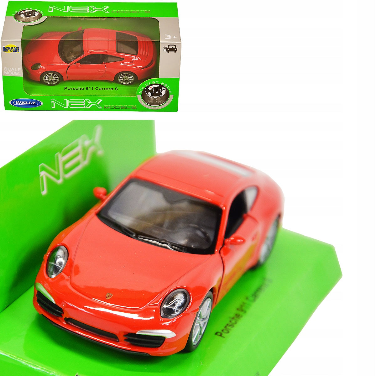 Porsche 911 Carrera S rosu - 1/34 Welly