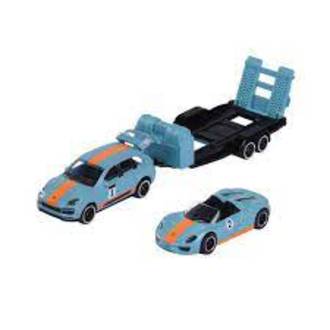 Set Masinuta Porsche Cayenne Turbo S, Porsche 918 Spyder cu platforma- 1/64 Majorette