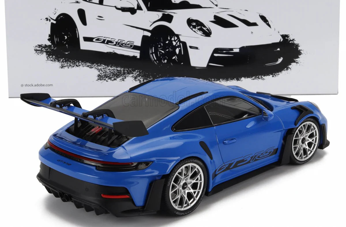 Porsche 911 GT3 RS albastru cu roti argintii 2023 1/300 pcs - 1/18 Minichamps