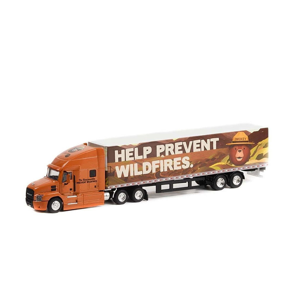 TIR Mack Anthem 18 Wheeler with trailer (Help Prevent Wilffires) - 1/64 Greenlight