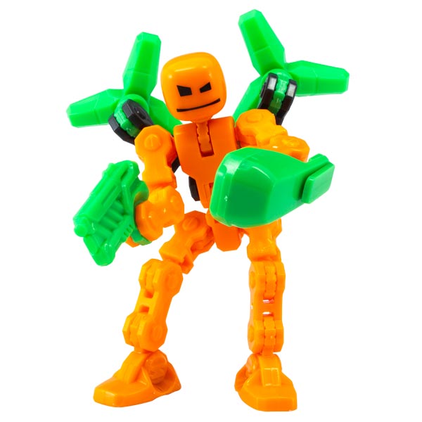 Figurina Robot articulat transformabil KlikBot Studio Pack - Portocaliu cu verde