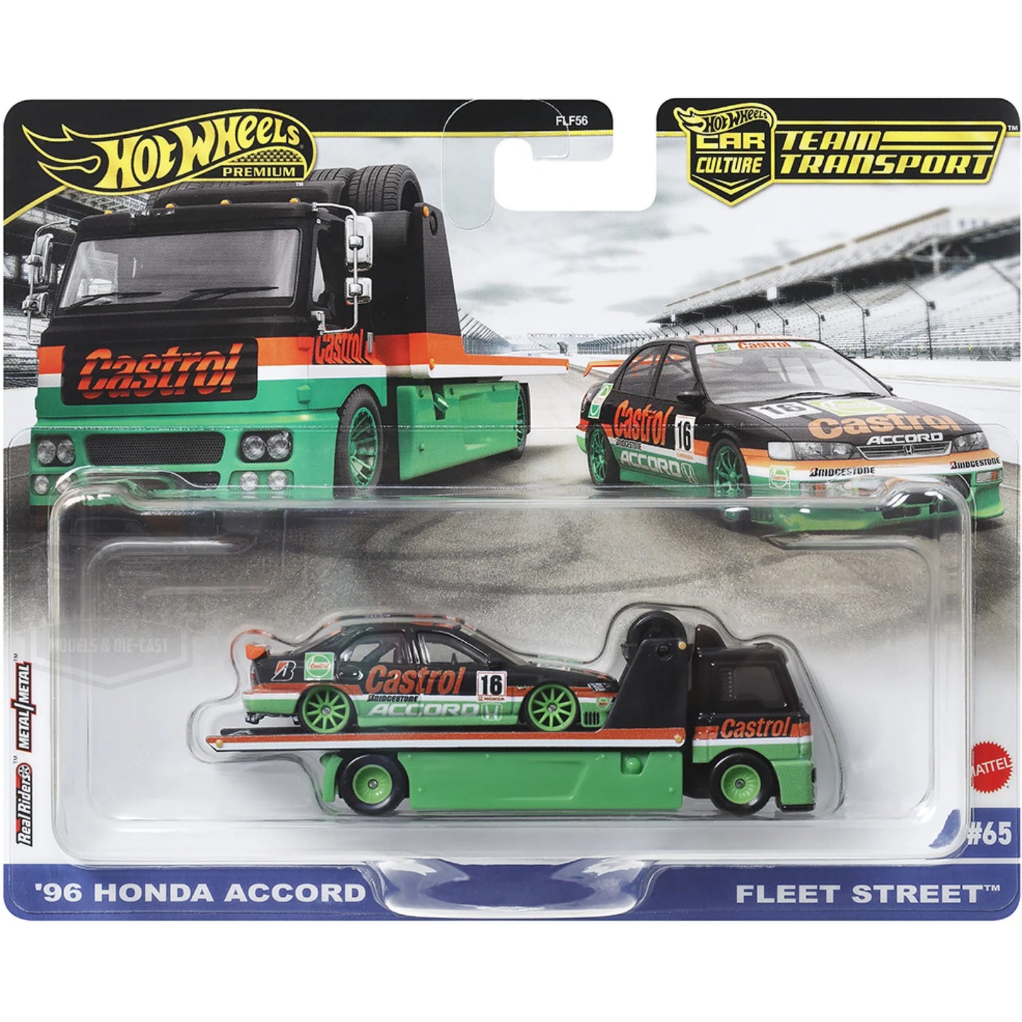 Transportor Fleet Street cu masinuta Honda Accord 1996 - 1/64 Hot Wheels Premium