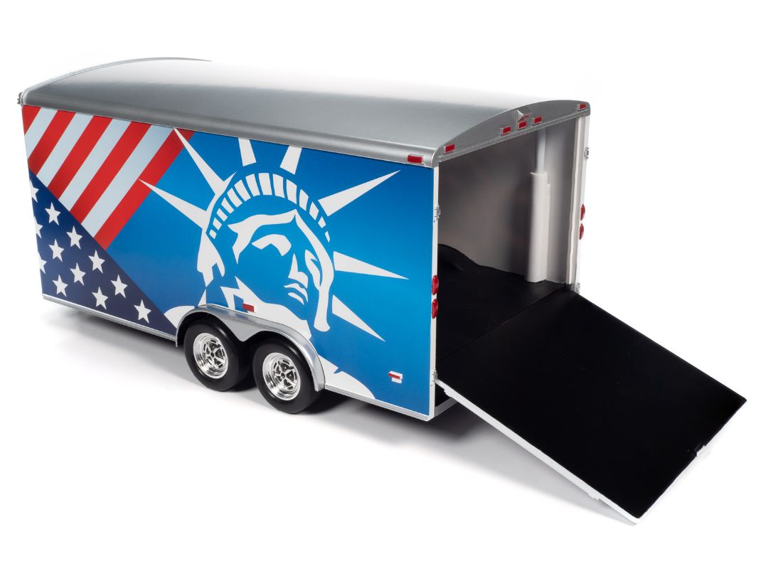 Remorca - Platforma auto Enclosed Trailer Patriotic USA- 1:18 Auto World