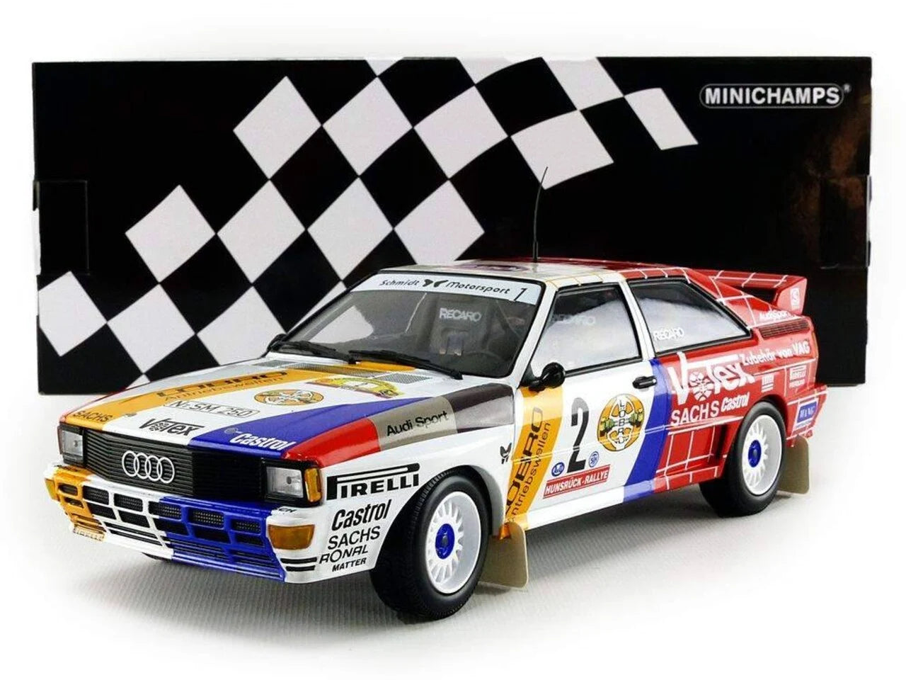 Audi Quattro A2 Schmidt Motorsport - Winners int.avd/sth Hunsruck Rallye 1984 1/300pcs - 1/18 Minichamps