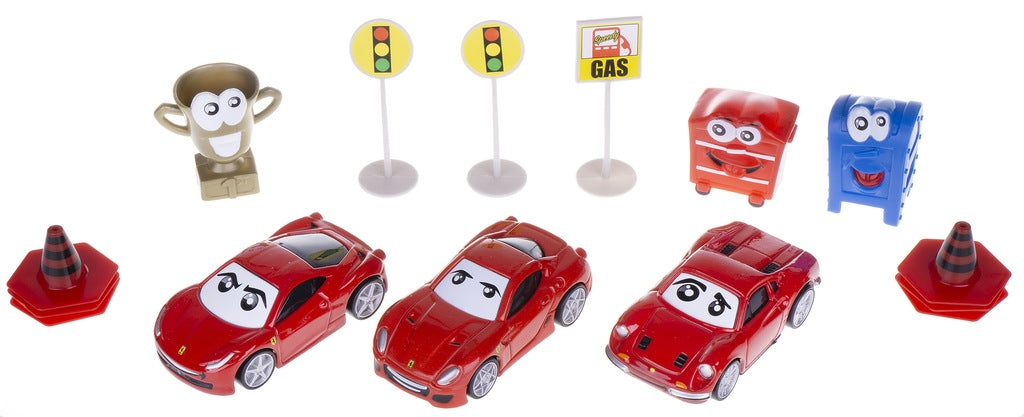 Set 3 masinute metal Ferrari Kids cu accesorii - 1/43 Bburago