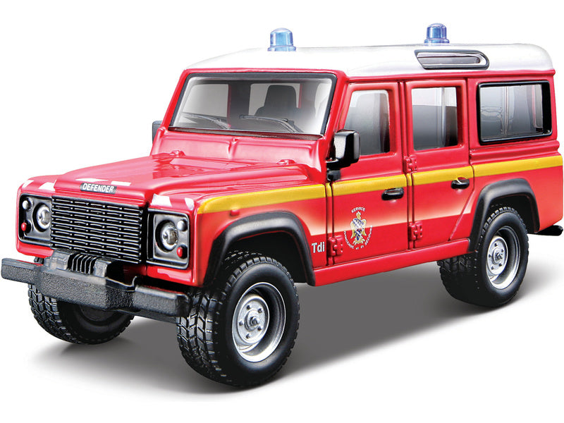 Land Rover Defender 110 rosu/alb Emergency - 1/50 Bburago