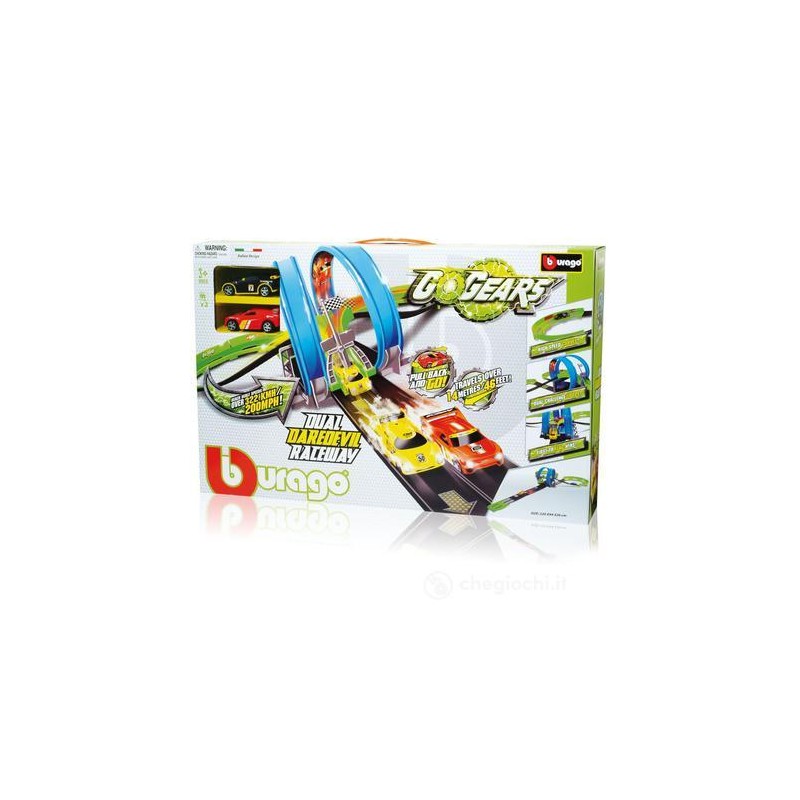 Pista Go Gears Dual Daredevil Raceway cu 2 masinute - Bburago