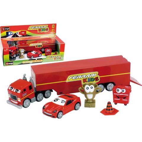 Set Camion cu masinuta si accesorii Ferrari Kids - 1/64 Bburago