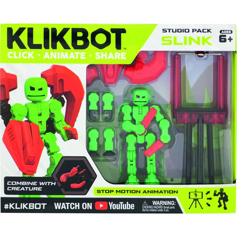 Figurina Robot articulat transformabil KlikBot Studio Pack - Verde cu rosu