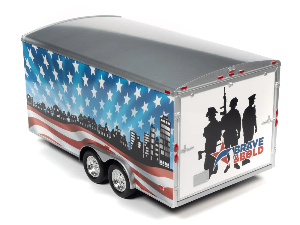 Remorca - Platforma American Muscle Enclosed Car Trailer - 1/18 Auto World