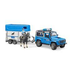 BRUDER 02588 - Masina de politie Land Rover cu remorca