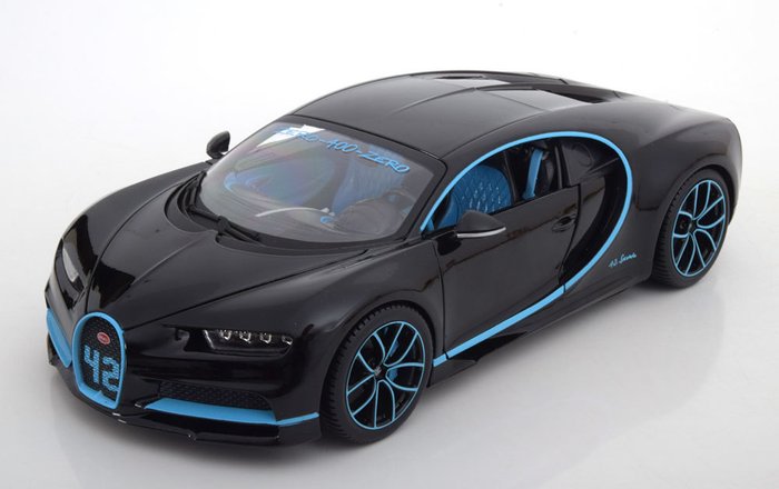 Bugatti Chiron 42 Secunde (negru/bleu) - 1/18 Bburago