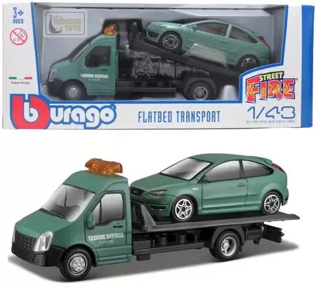 Set 2 masinute Flatbed Transport (verde) - 1/43 Bburago