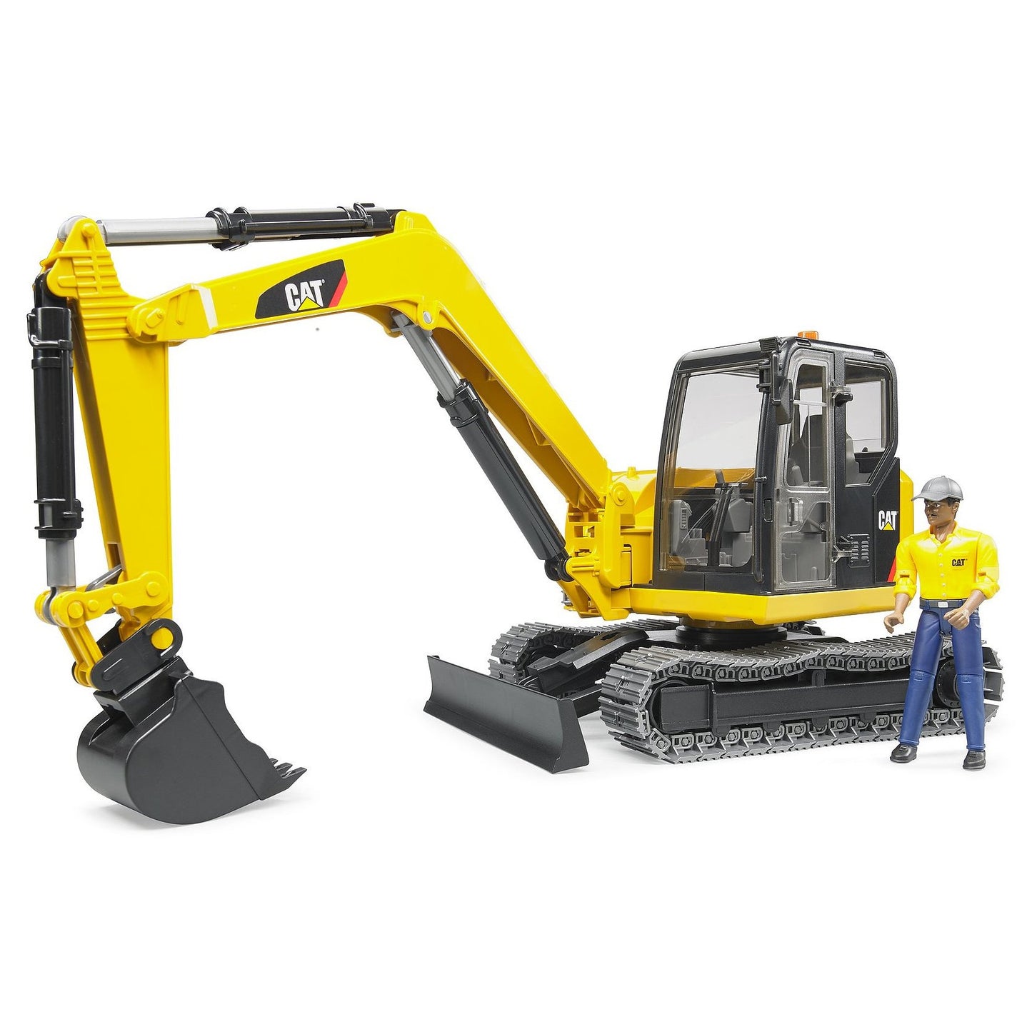 BRUDER 02466 - Excavator Cat Minibagger cu muncitor