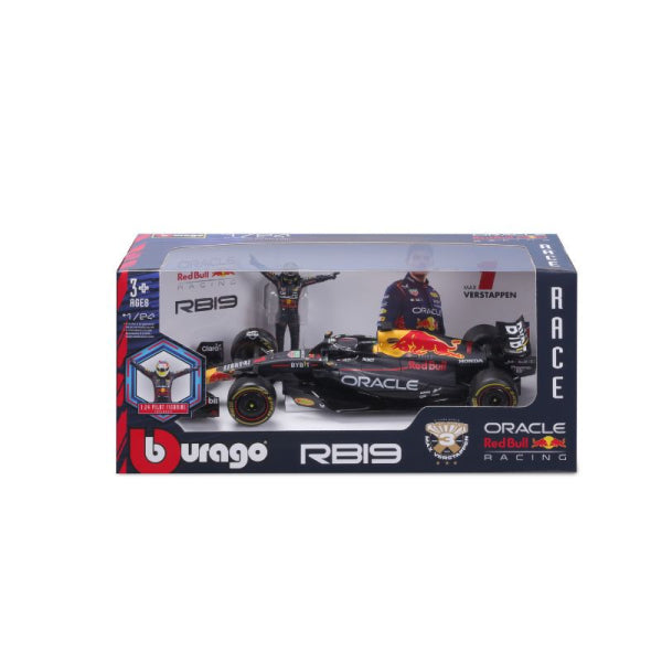 Formula 1 Red Bull Racing RB19 #1 2023 cu figurina Max Verstappen - 1/24 Bburago