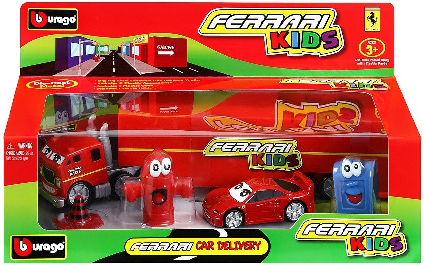 Set Camion cu masinuta si accesorii Ferrari Kids - 1/64 Bburago