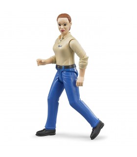 Figurina Femeie cu pantaloni albastri si camasa bej 10cm 60408 - Bruder