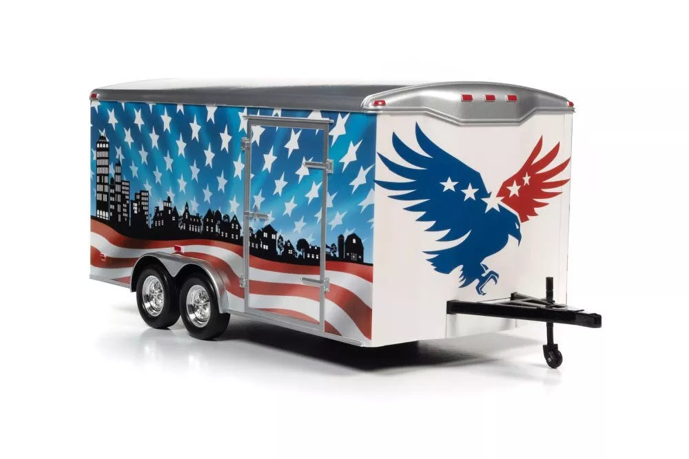 Remorca - Platforma American Muscle Enclosed Car Trailer - 1/18 Auto World