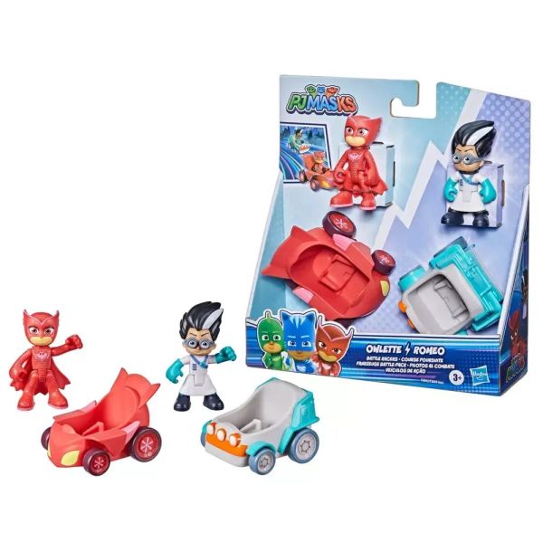 Set 2 figurine Eroi in pijama cu vehicule - Owlette si Romeo