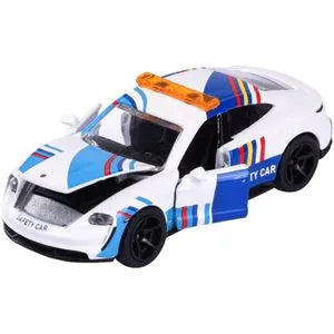 Macheta Porsche Taycan Turbo S Safety Car + cutie depozitare - 1/64 Majorette