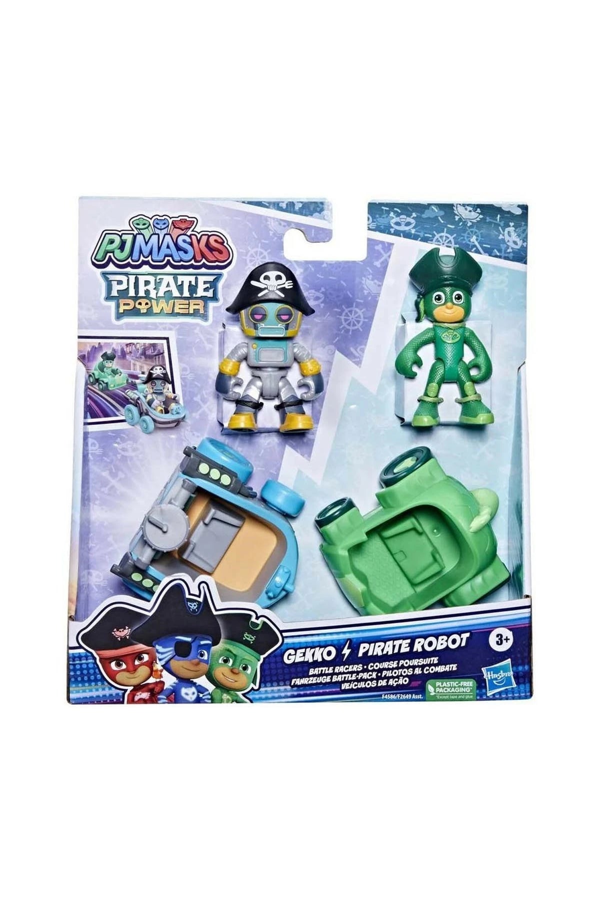 Set 2 figurine Eroi in pijama cu 2 vehicule - Gekko si Pirate Robot