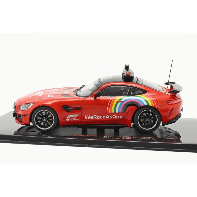 Mercedes-Benz AMG GT-R Safety Car 2020 rosu/curcubeu cu vitrina plexiglass - 1/43 Ixo Models